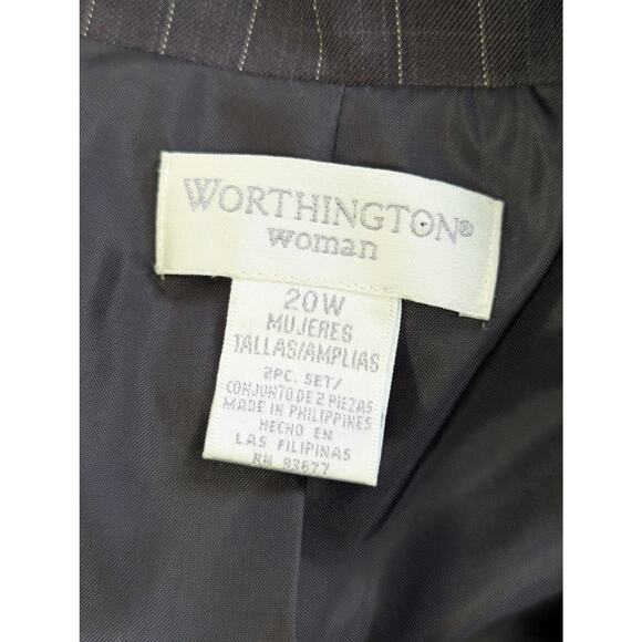 NWOT! WORTHINGTON WOMAN! CLASSIC GRAY PIN STRIPED SKIRT SUIT LONG JACKET! SZ 20W - Picture 10 of 13